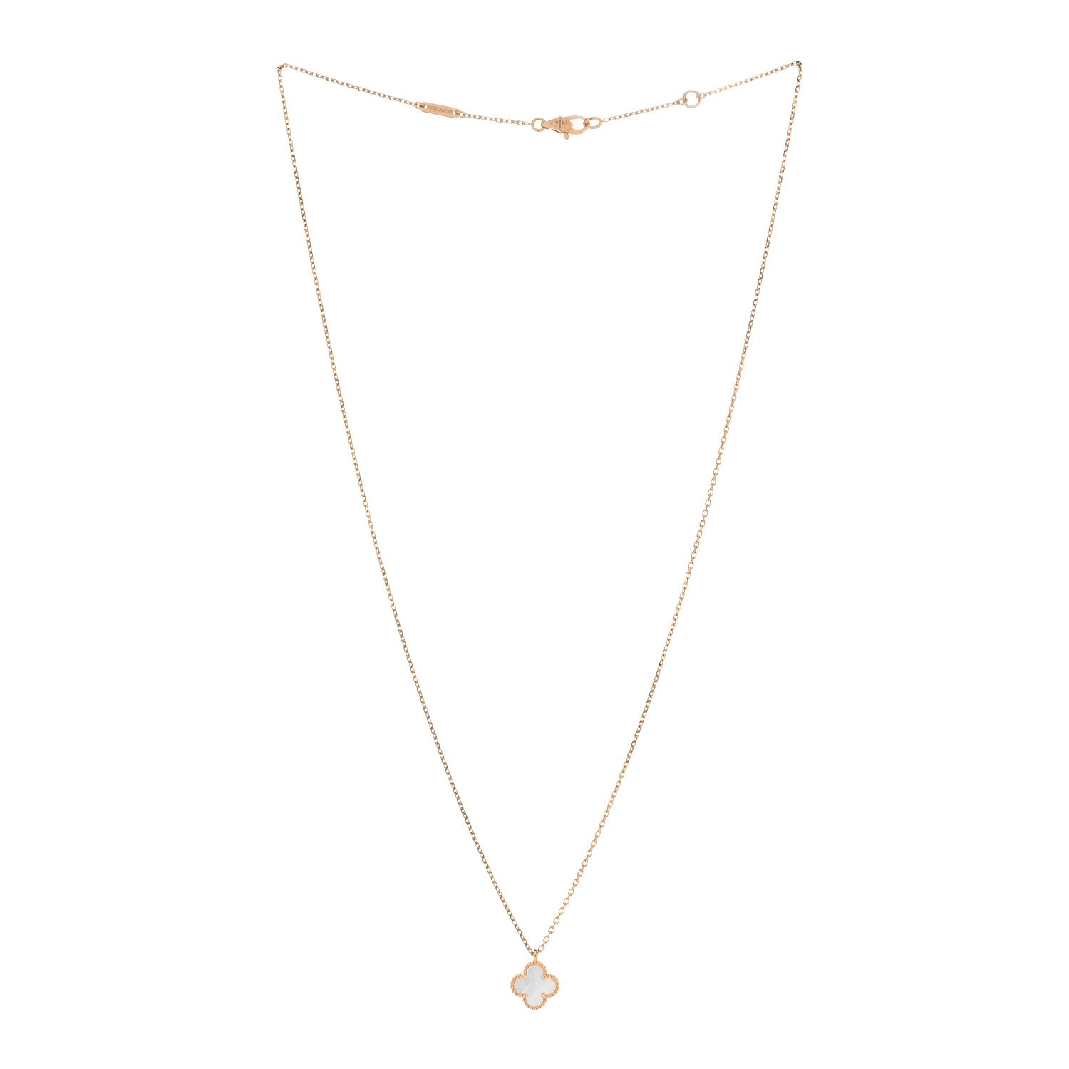 Van Cleef & Arpels 18K Yellow Gold Mother of Pearl Sweet Alhambra Pendant Necklace 2 of 6