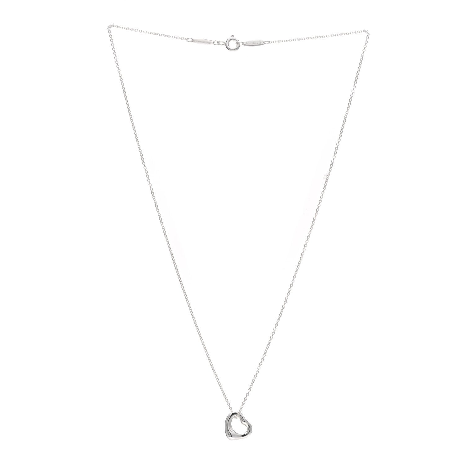Tiffany Sterling Silver Elsa Peretti 11mm Open Heart Pendant Necklace 3 of 7