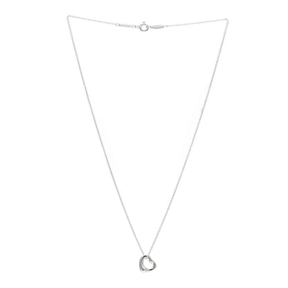 Tiffany Sterling Silver Elsa Peretti 11mm Open Heart Pendant Necklace 3 of 7