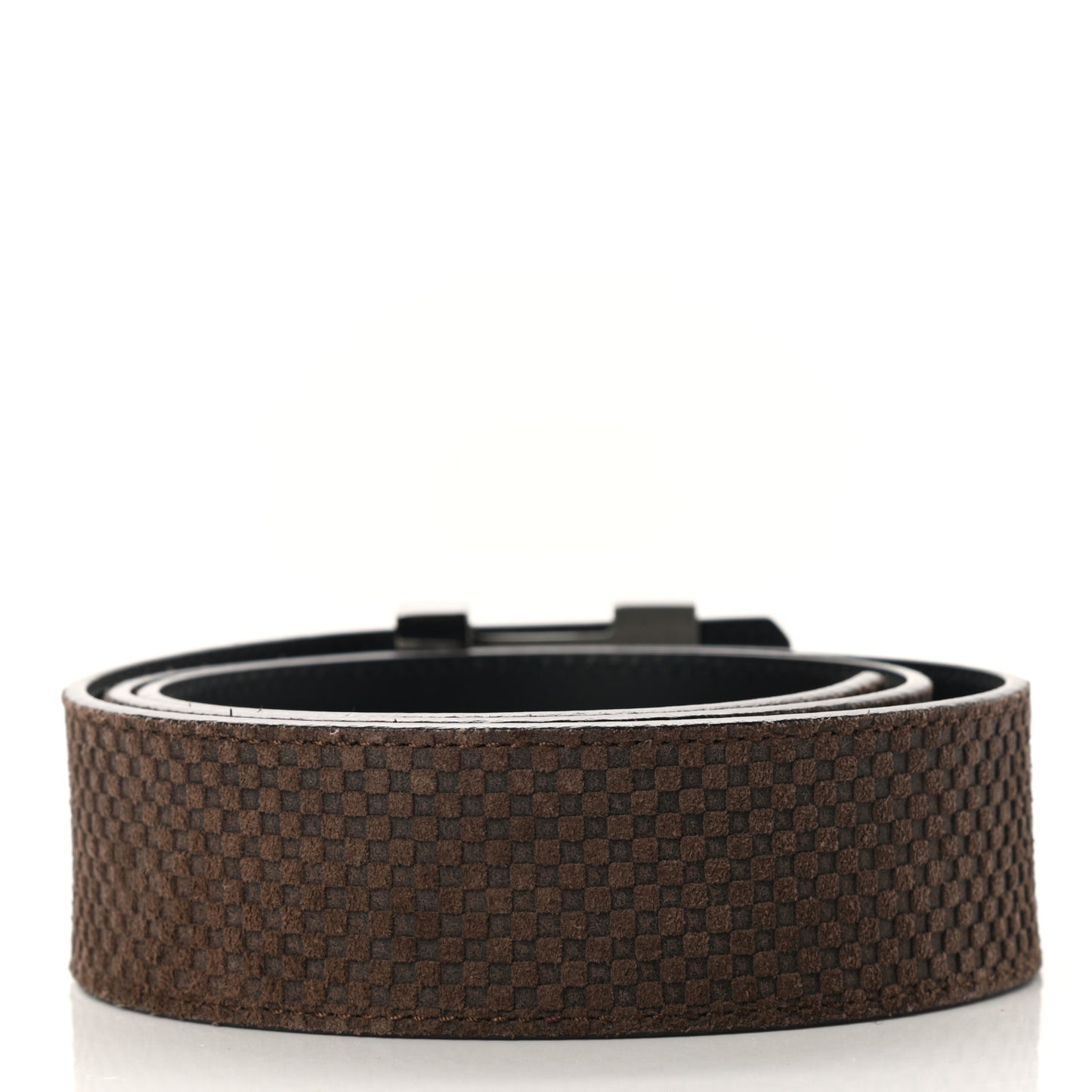 Suede Calfskin Mini Damier 40mm LV Initiales Belt 90 36 Moka