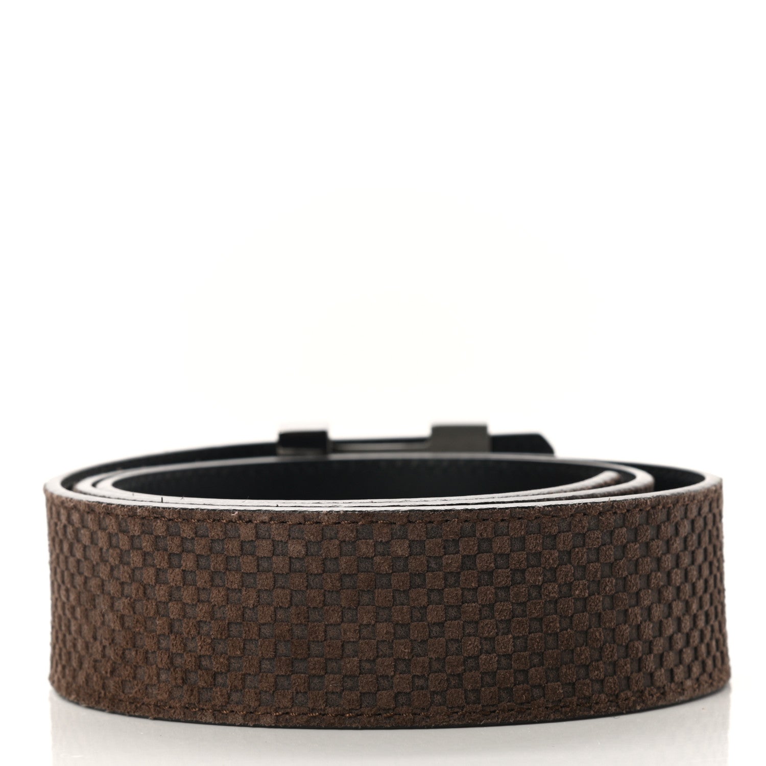 Louis Vuitton Suede Calfskin Mini Damier 40mm LV Initiales Belt 90 36 Moka 2 of 9