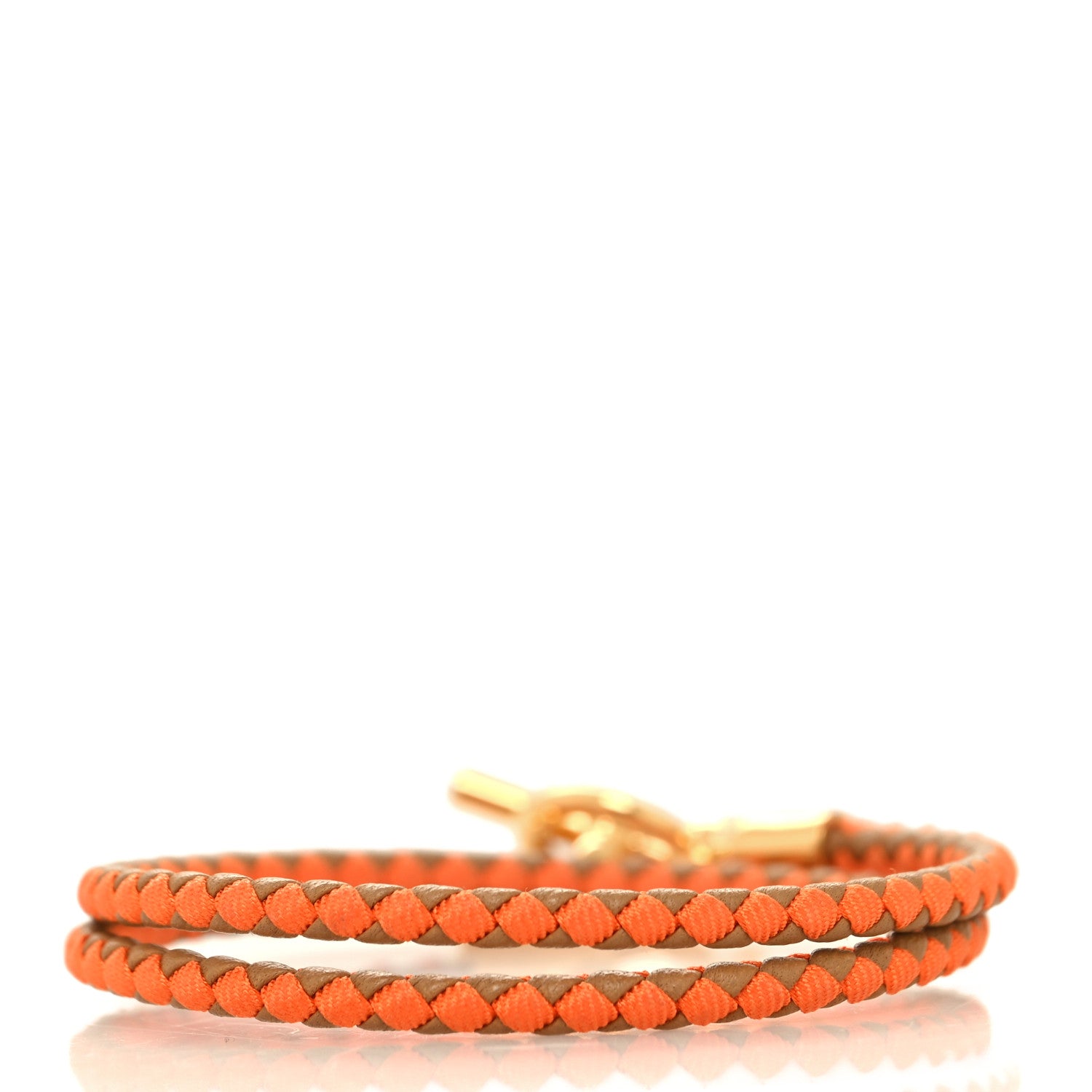 Hermes Swift Silk Braided Glenan Double Tour Bracelet Jaune Ambre Rouge Coquelicot 3 of 5