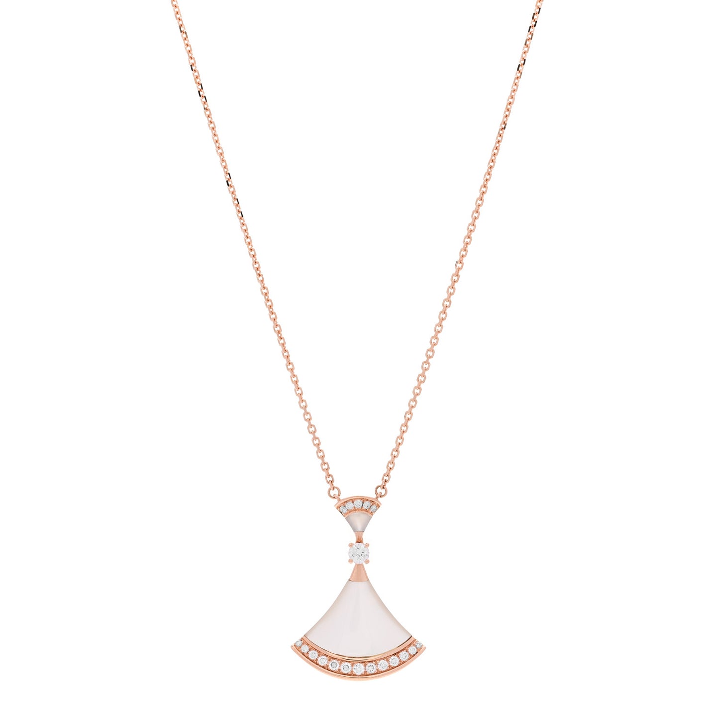 18K Rose Gold Diamond Large Mother of Pearl Divas' Dream Pendant Necklace