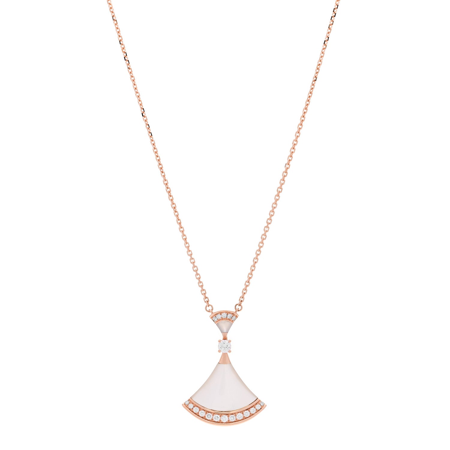 Bulgari 18K Rose Gold Diamond Large Mother of Pearl Divas' Dream Pendant Necklace 1 of 5