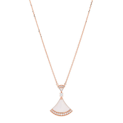 Bulgari 18K Rose Gold Diamond Large Mother of Pearl Divas' Dream Pendant Necklace 1 of 5