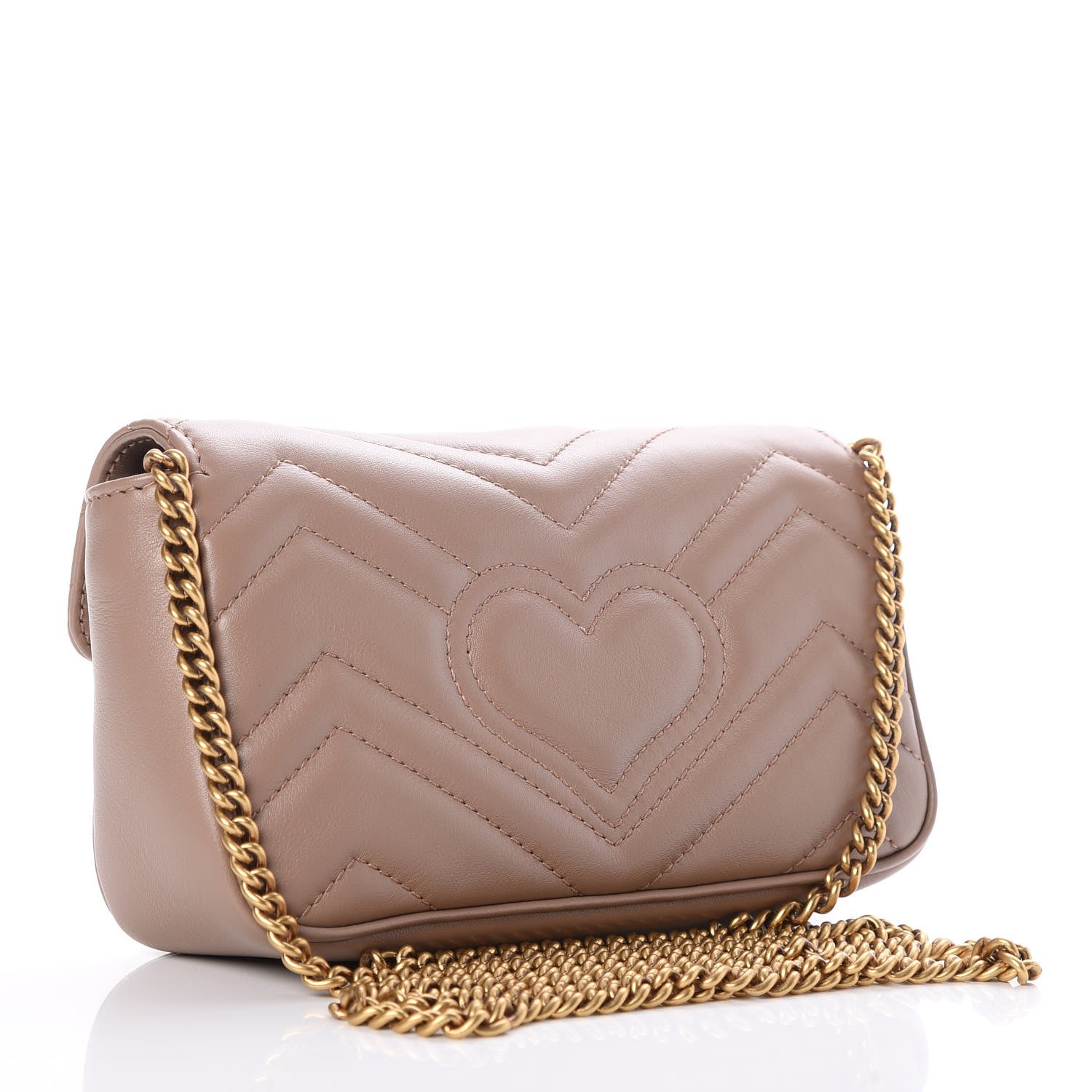 Gucci Calfskin Matelasse Super Mini GG Marmont Shoulder Bag Porcelain Rose 3 of 8