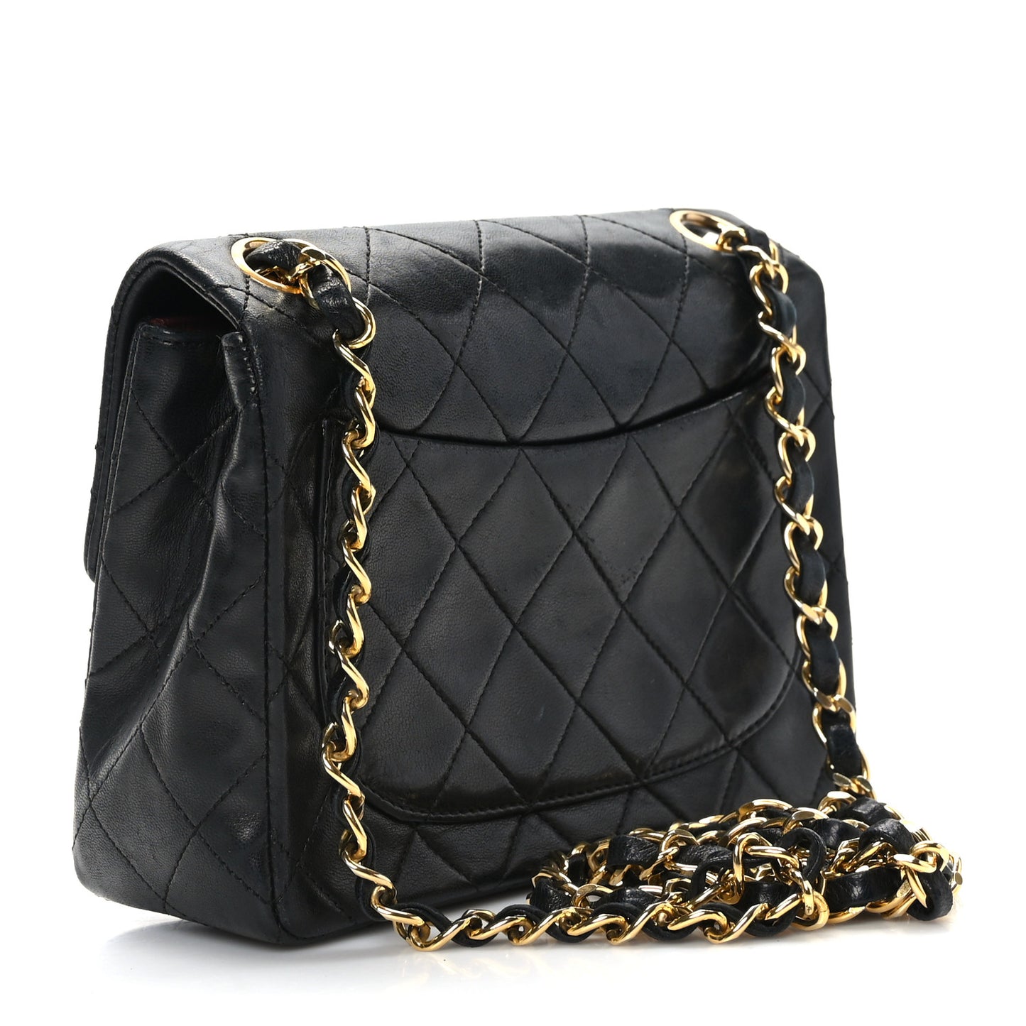 Lambskin Quilted Mini Square Flap Black