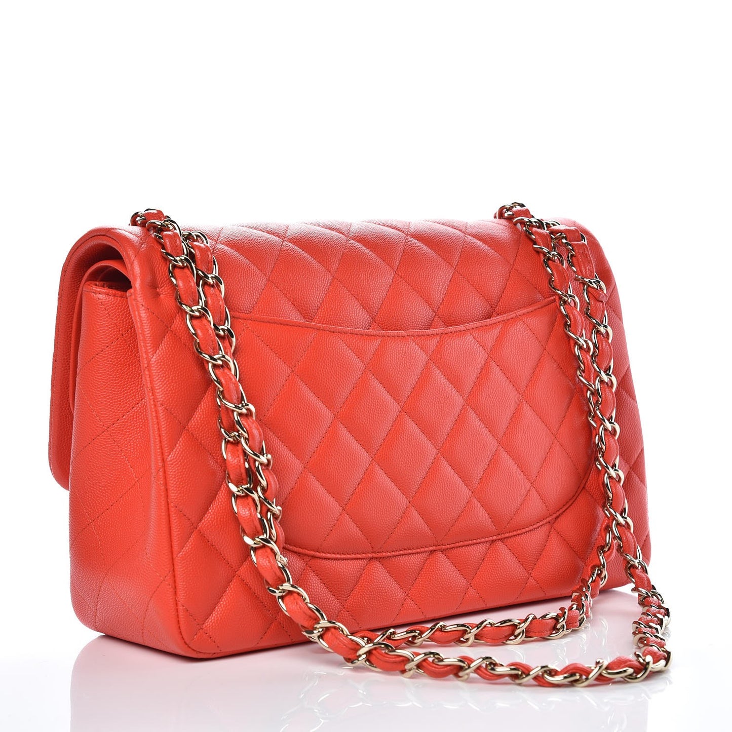 Caviar Quilted Jumbo Double Flap Red