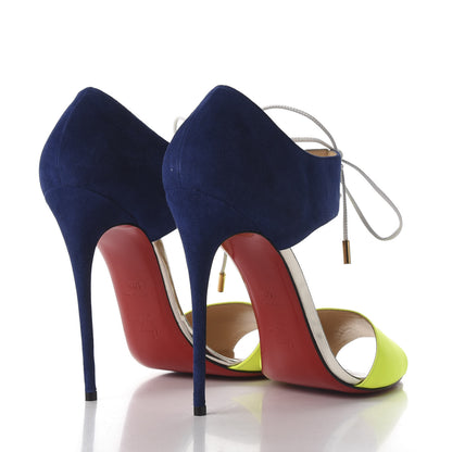 Christian Louboutin Fluo Matt Suede Kid Specchio Mayerling 100 Sandals 40.5 Version Jaune 4 of 11