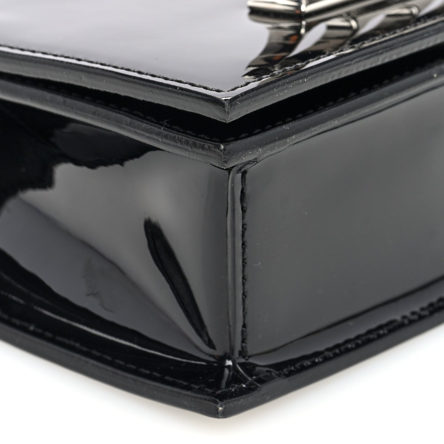 Patent Mini Jeweled Knuckle Satchel Black