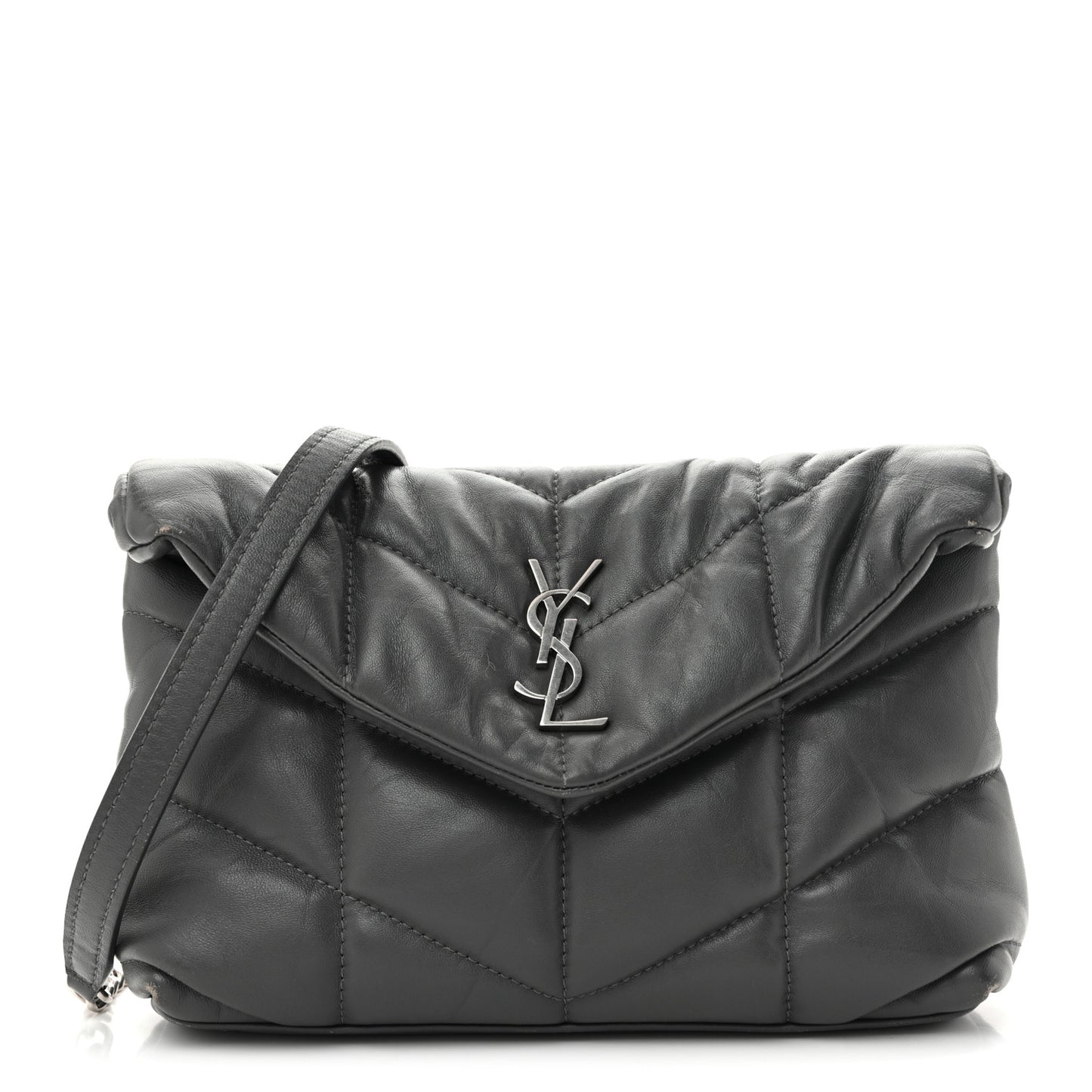 Lambskin Quilted Toy Loulou Puffer Monogram Chain Satchel Fog