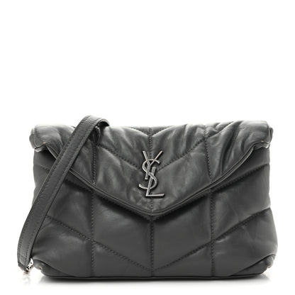 Saint Laurent Lambskin Quilted Toy Loulou Puffer Monogram Chain Satchel Fog 1 of 13