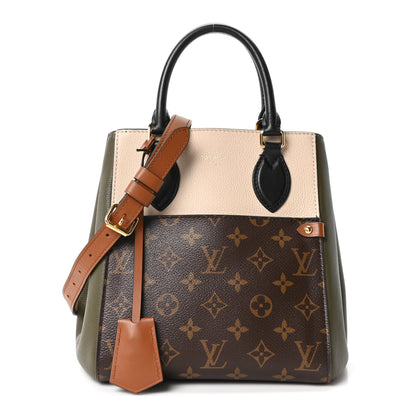 Louis Vuitton Calfskin Monogram Fold Tote Black Khaki Cream 1 of 9