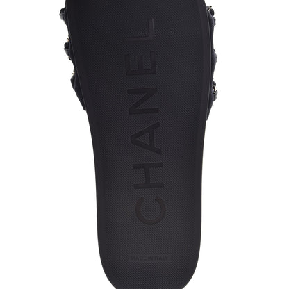 Chanel Satin Chain Flat Sandals 40 Marine 6 of 9