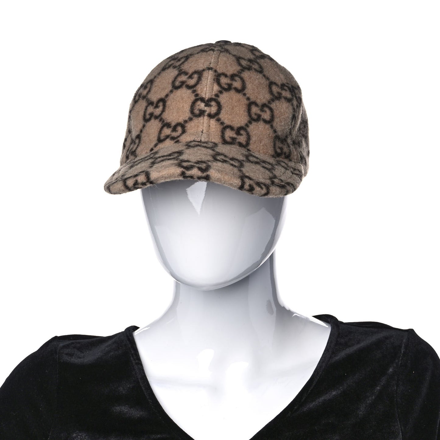 Covered Wool GG Monogram Baseball Hat L Beige Ebony