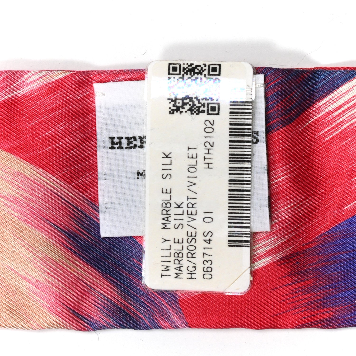 Hermes Silk Marble Silk Twilly Rose Vert Violet 5 of 6