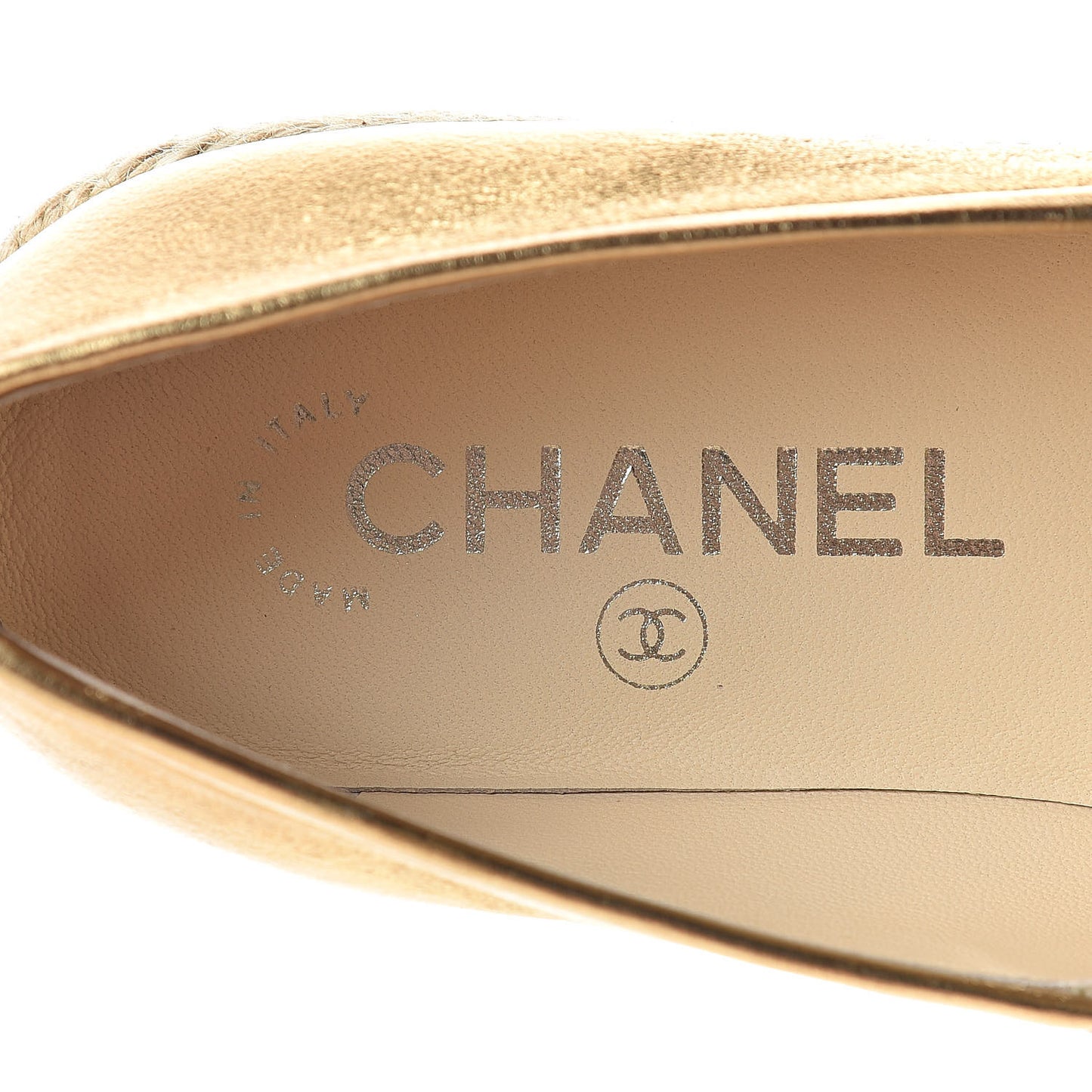 Metallic Lambskin CC Loafers 36 Gold