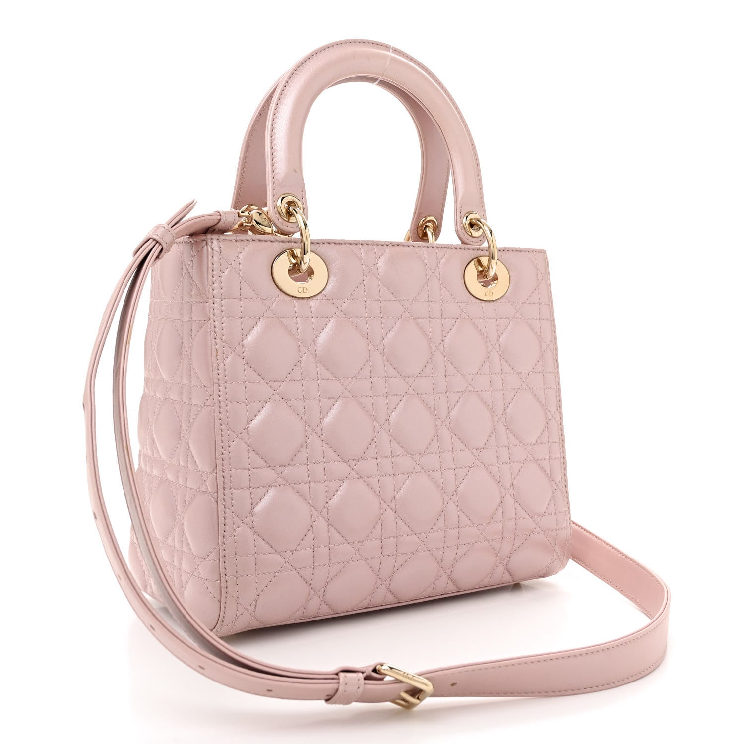 Christian Dior Pearly Lambskin Cannage Medium Lady Dior Lotus 3 of 11