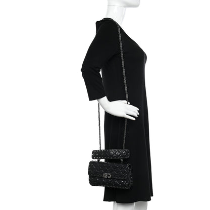 Valentino Garavani Craquele Nappa Small Rockstud Spike Shoulder Bag Black 2 of 11