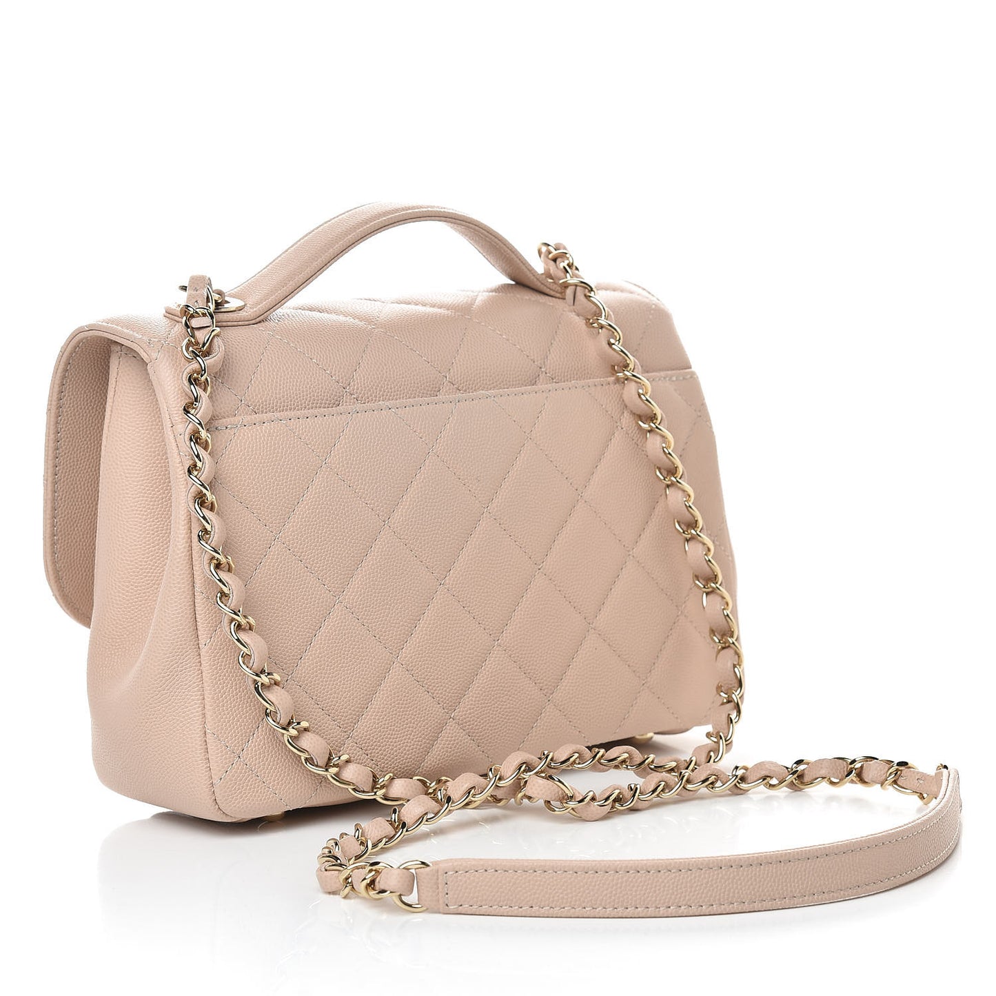 Caviar Quilted Medium Business Affinity Flap Light Beige