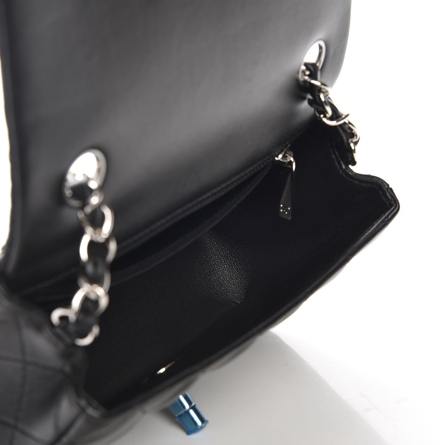 Lambskin Quilted Mini Rectangular Flap Black