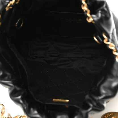 Chanel Shiny Calfskin Quilted Pearl CC Chain Mini Chanel 22 Black 4 of 10
