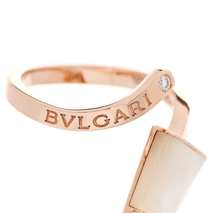 Bulgari 18K Rose Gold Diamond Mother of Pearl Gelati Ring 49 4.75 7 of 8
