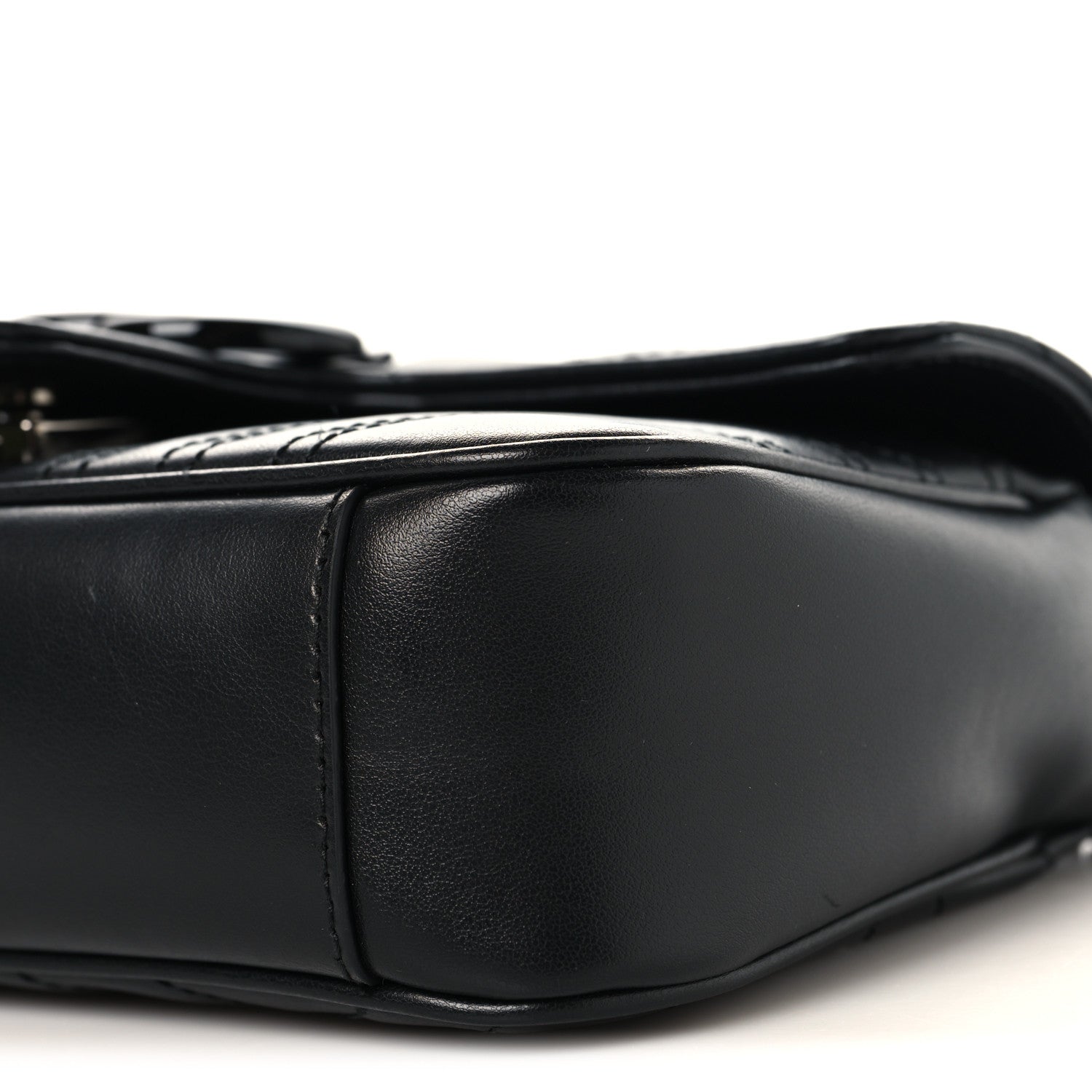 Gucci Calfskin Matelasse Monochrome Mini GG Marmont Shoulder Bag Black 10 of 11