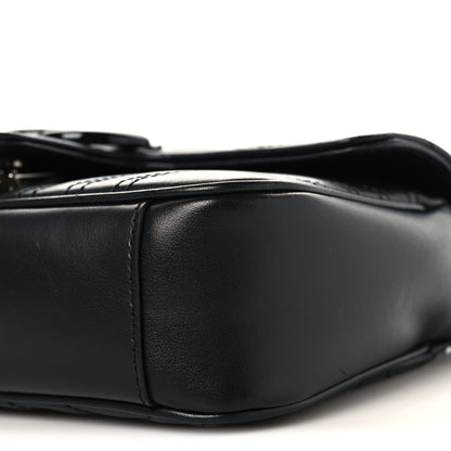 Gucci Calfskin Matelasse Monochrome Mini GG Marmont Shoulder Bag Black 10 of 11
