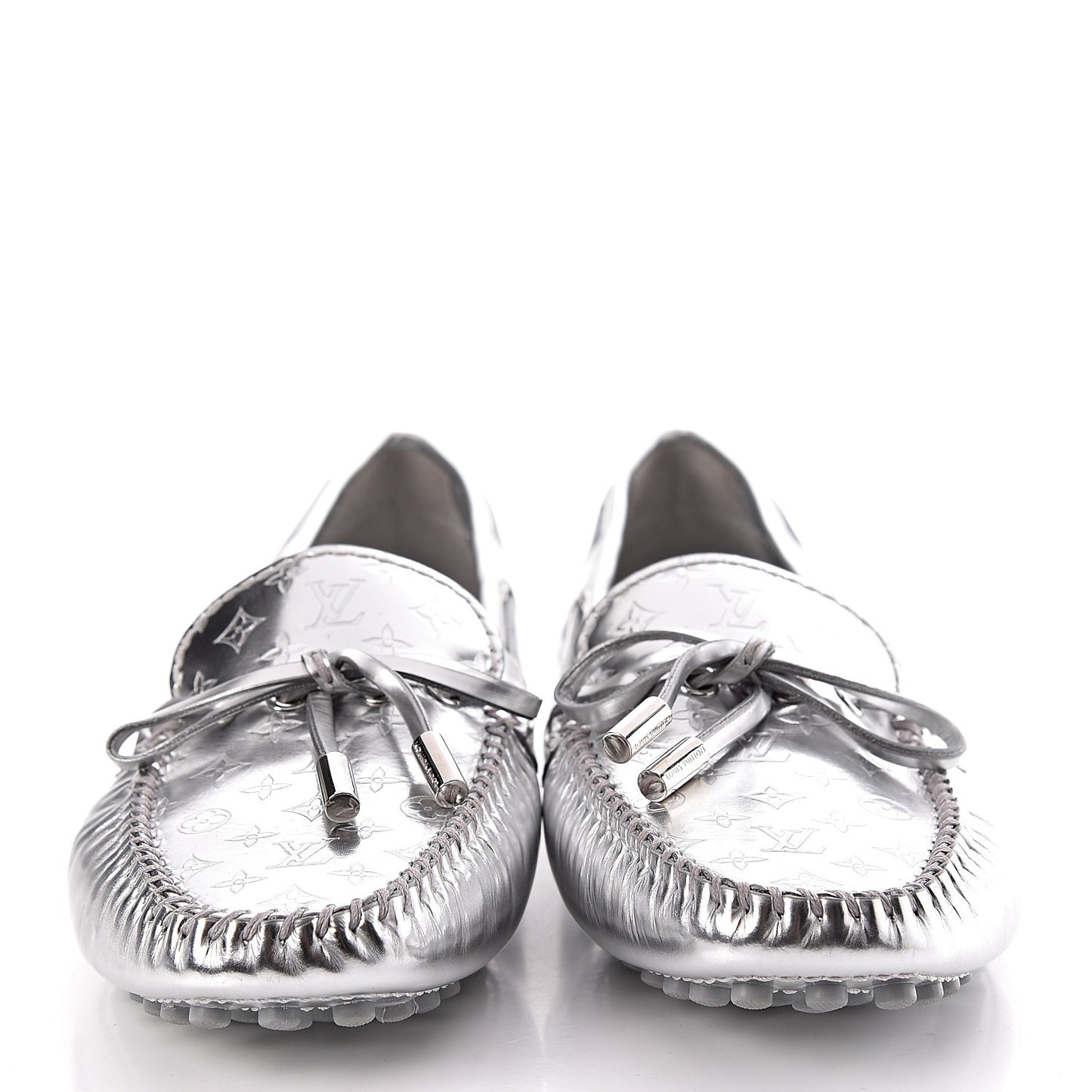 Patent Calfskin Monogram Gloria Loafers 38 Silver