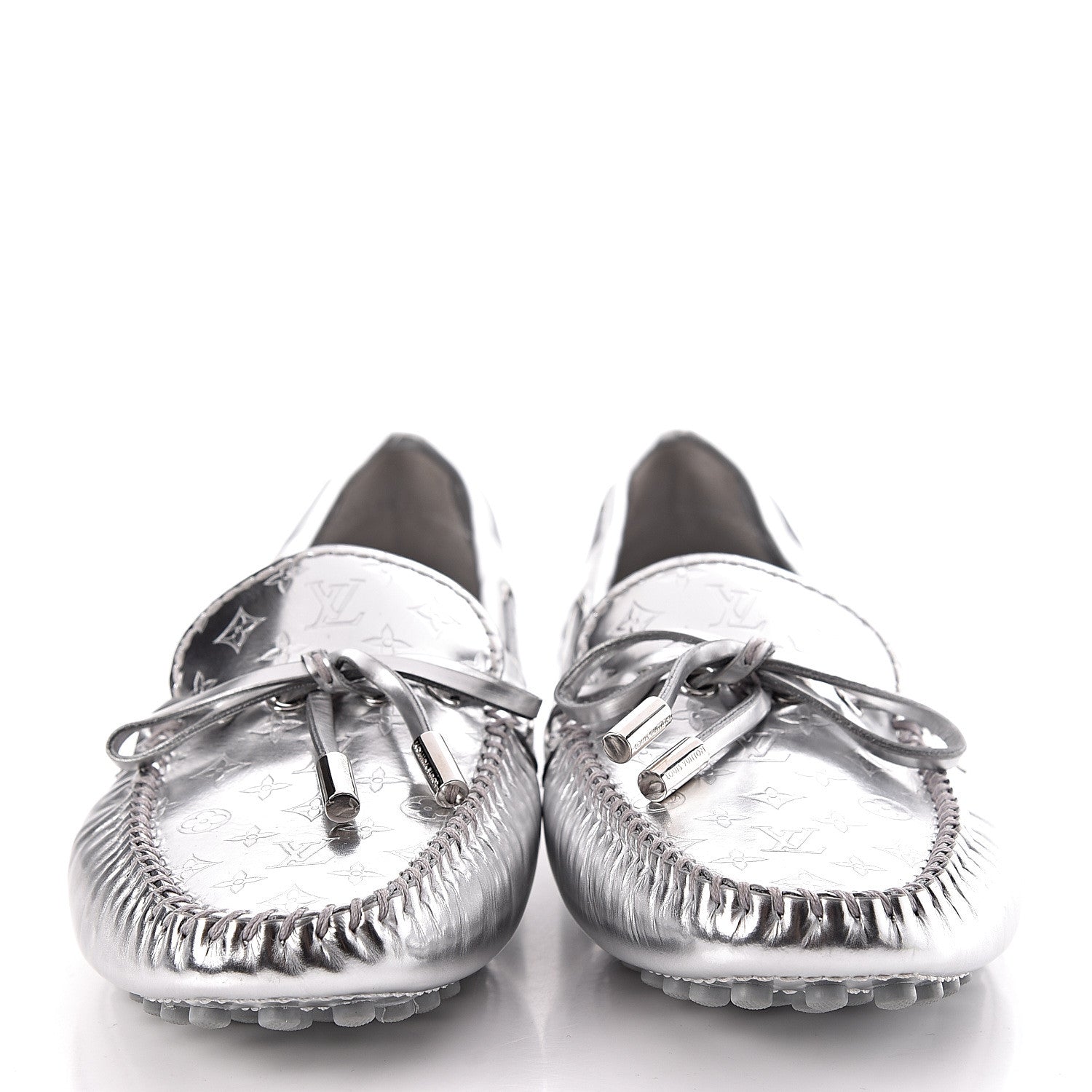 Louis Vuitton Patent Calfskin Monogram Gloria Loafers 38 Silver 2 of 10
