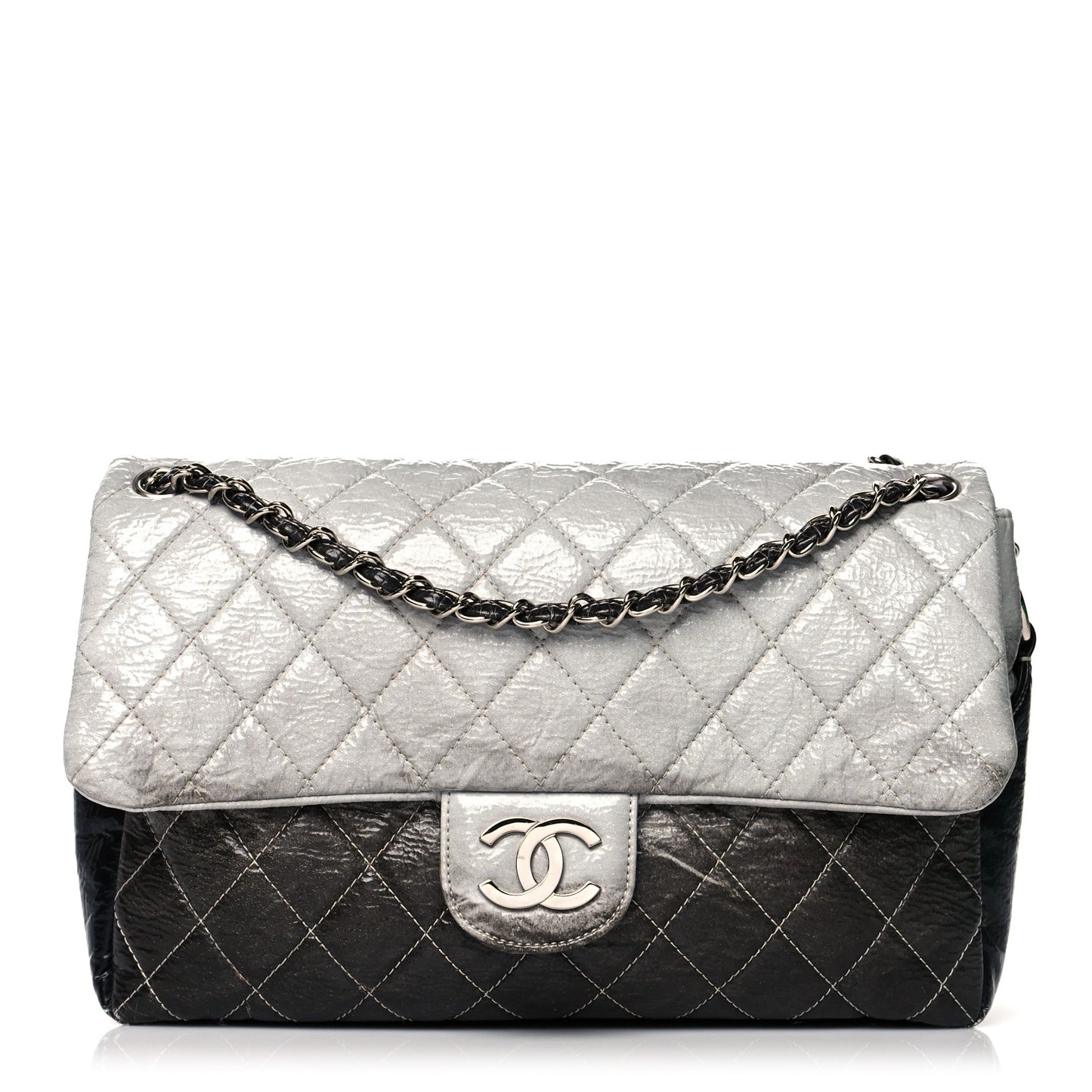 Vinyl Quilted Jumbo Melrose Degrade Flap Black