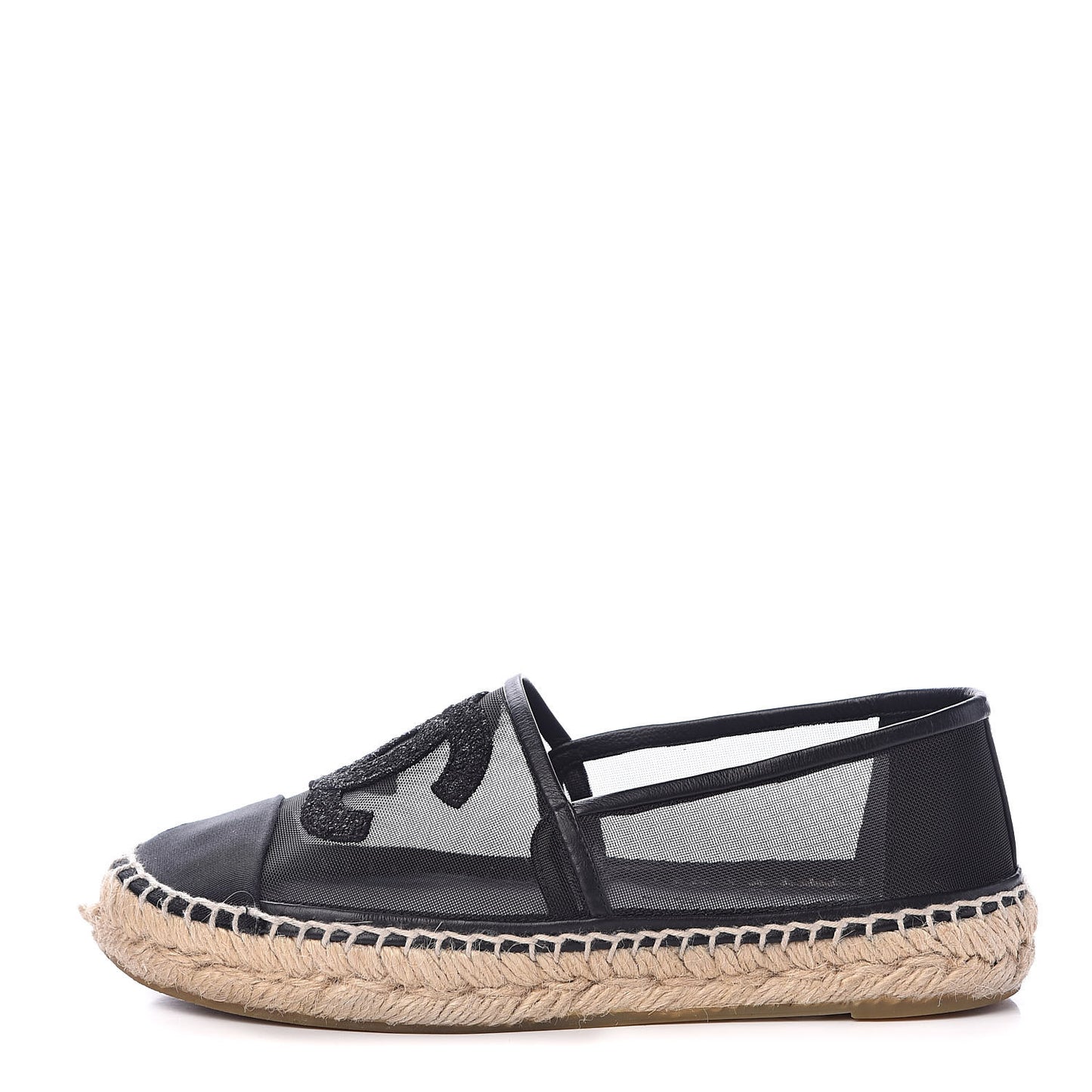 Mesh Grosgrain CC Espadrilles 35 Black