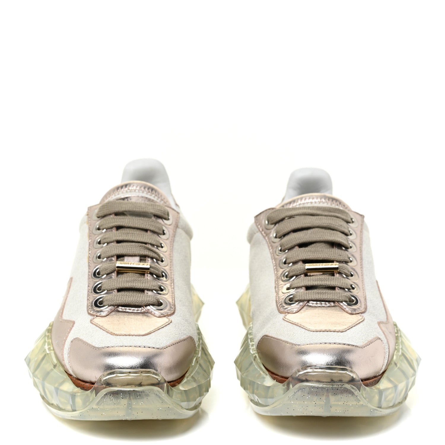 Jimmy Choo Metallic Calfskin Womens Diamond F Low Top Sneaker 37 White Gold 2 of 14