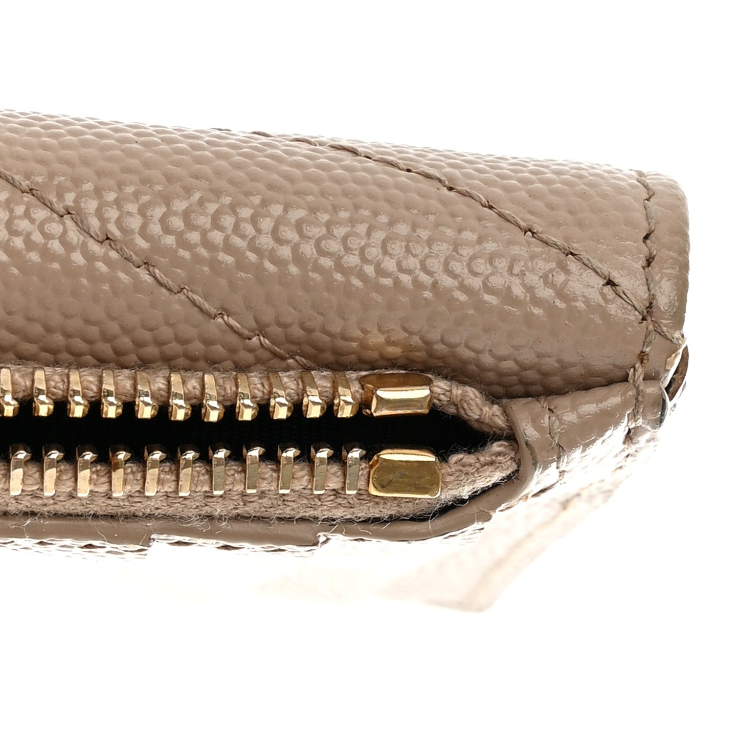 Grain De Poudre Matelasse Chevron Monogram Compact Wallet Dark Beige