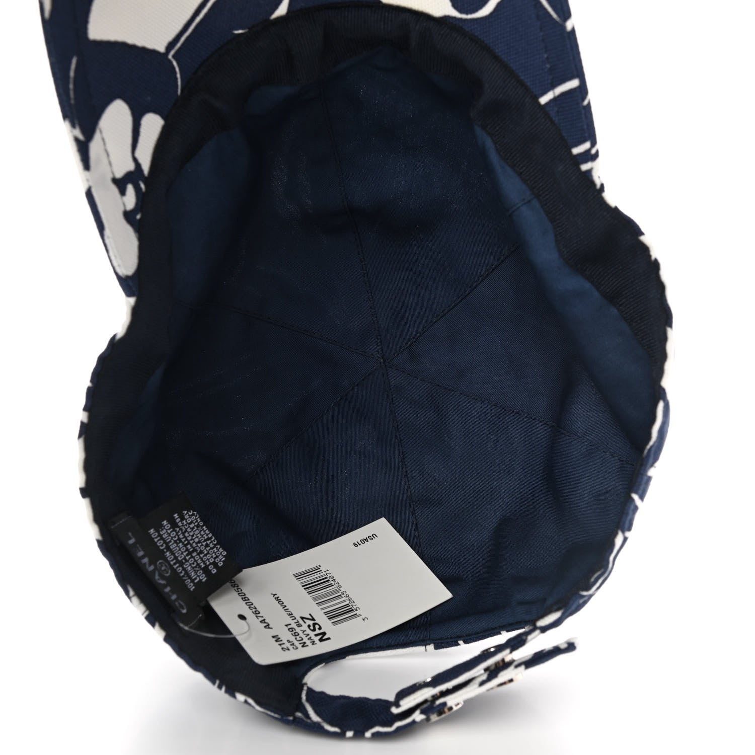 Chanel Cotton CC Coco Beach Cap Hat Navy Ivory 7 of 8