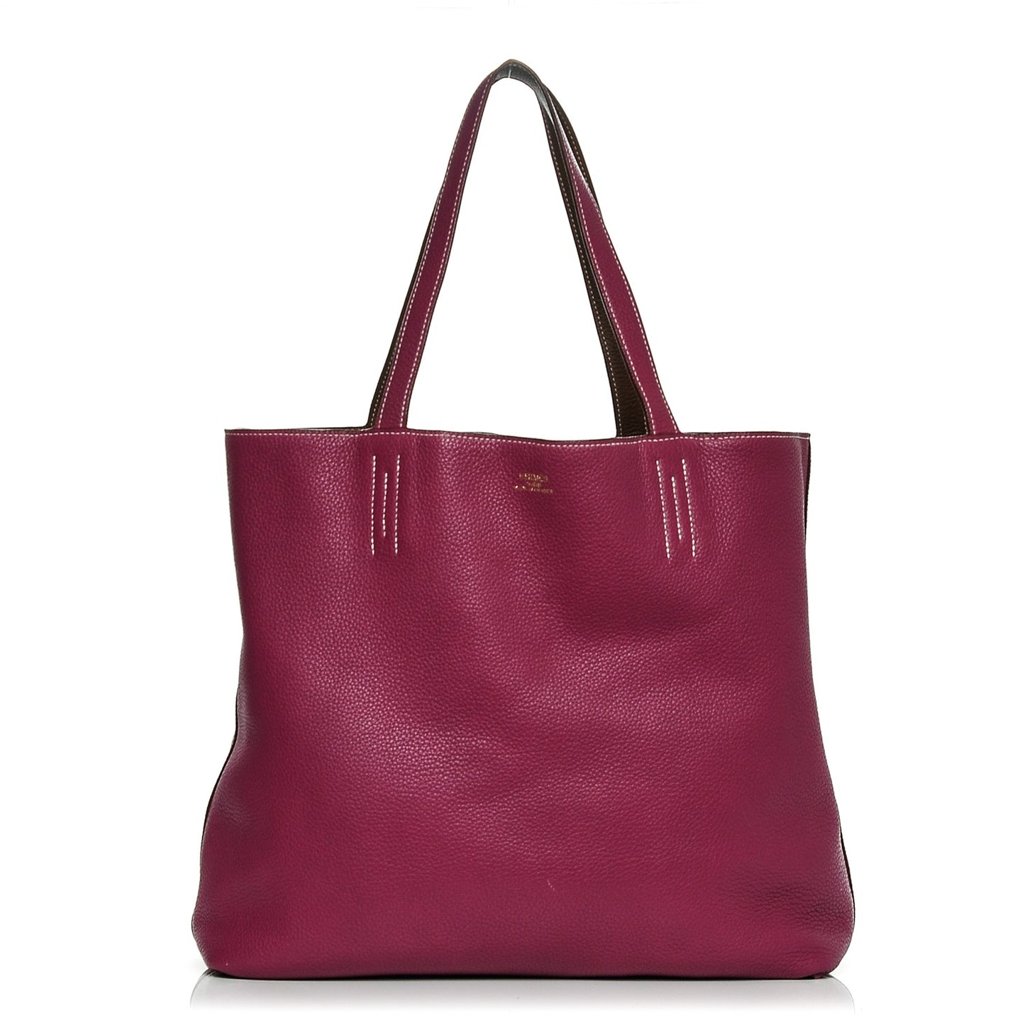 Taurillon Clemence Double Sens 45 Reversible Tote Marron Tosca
