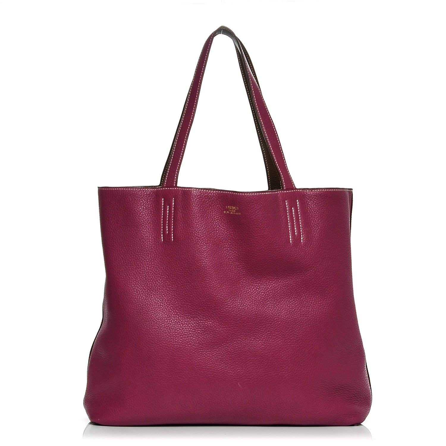 Hermes Taurillon Clemence Double Sens 45 Reversible Tote Marron Tosca 2 of 7