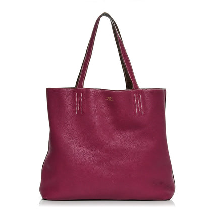 Hermes Taurillon Clemence Double Sens 45 Reversible Tote Marron Tosca 2 of 7