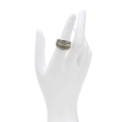 David Yurman Sterling Silver 18K Yellow Gold Diamond Midnight Melange Cable Ring 54 6.75 2 of 5