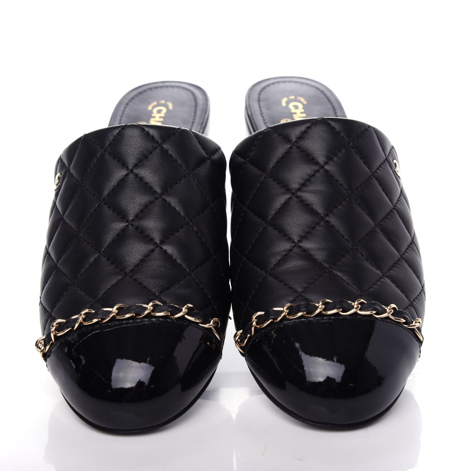 Chanel Lambskin Quilted Chain Mules 39 Black 5 of 11