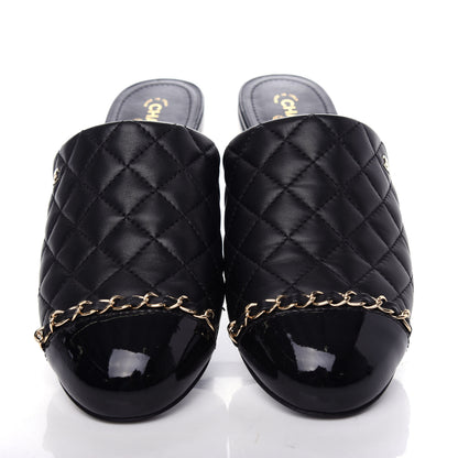 Chanel Lambskin Quilted Chain Mules 39 Black 5 of 11