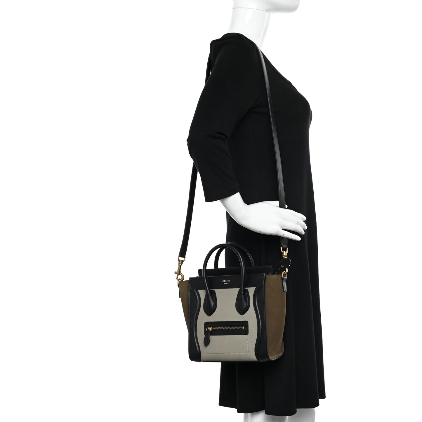 Baby Grained Calfskin Nubuck Nano Tri-Color Luggage Stone