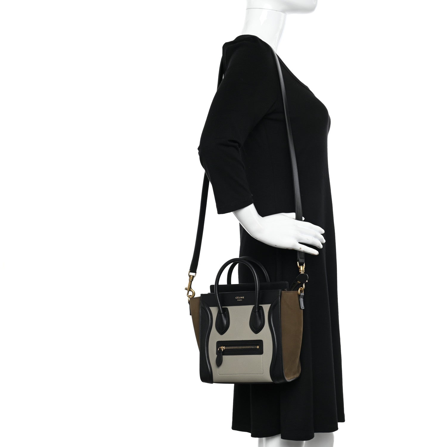 Celine Baby Grained Calfskin Nubuck Nano Tri-Color Luggage Stone 2 of 15
