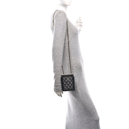 Chanel Caviar Quilted Small Vertical Coco Beauty Vanity Case With Chain Black 2 of 11