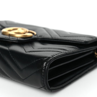 Gucci Calfskin Matelasse GG Marmont Chain Wallet Black 9 of 10