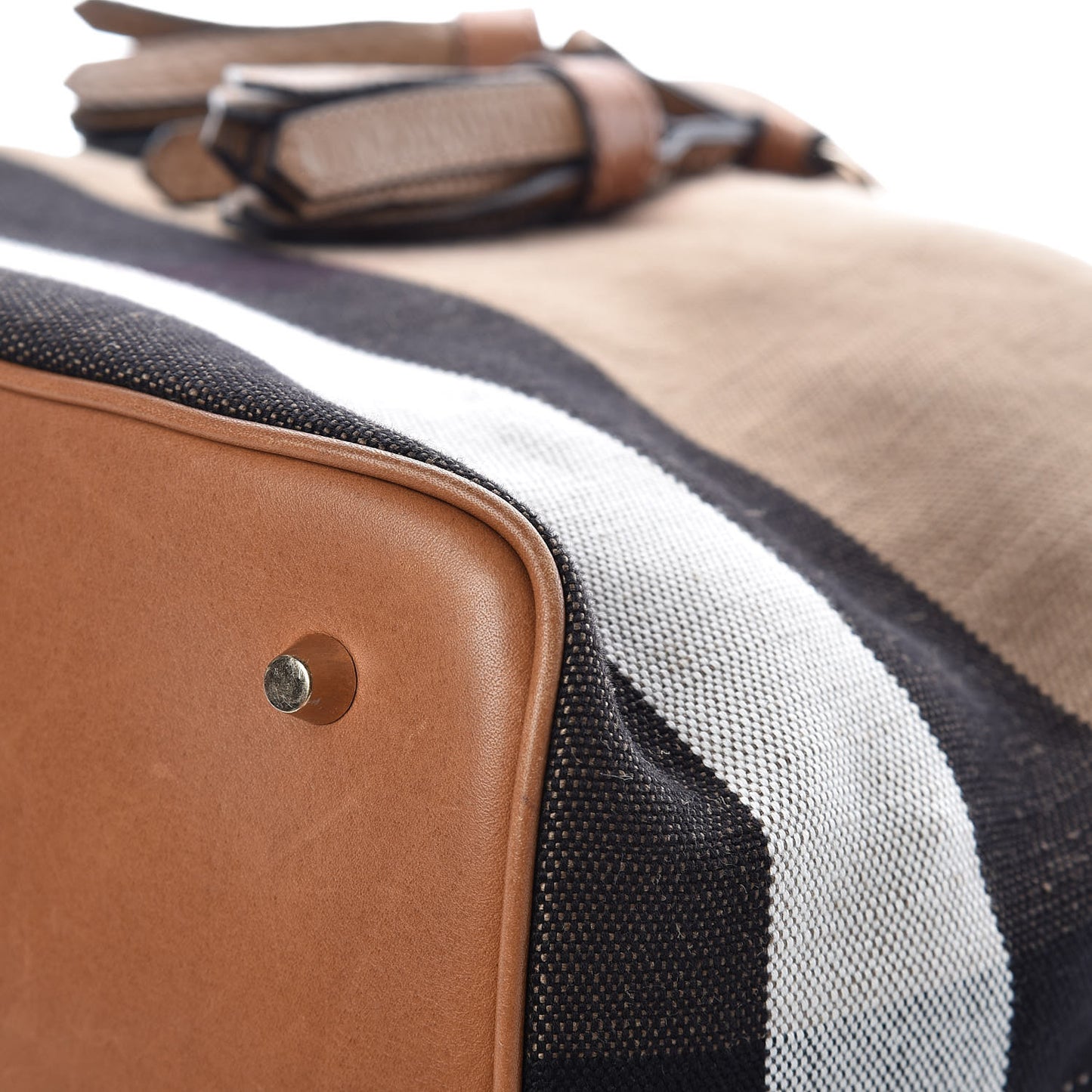 Grainy Calfskin Canvas Mega Check Medium Ashby Tassel Hobo Saddle Brown