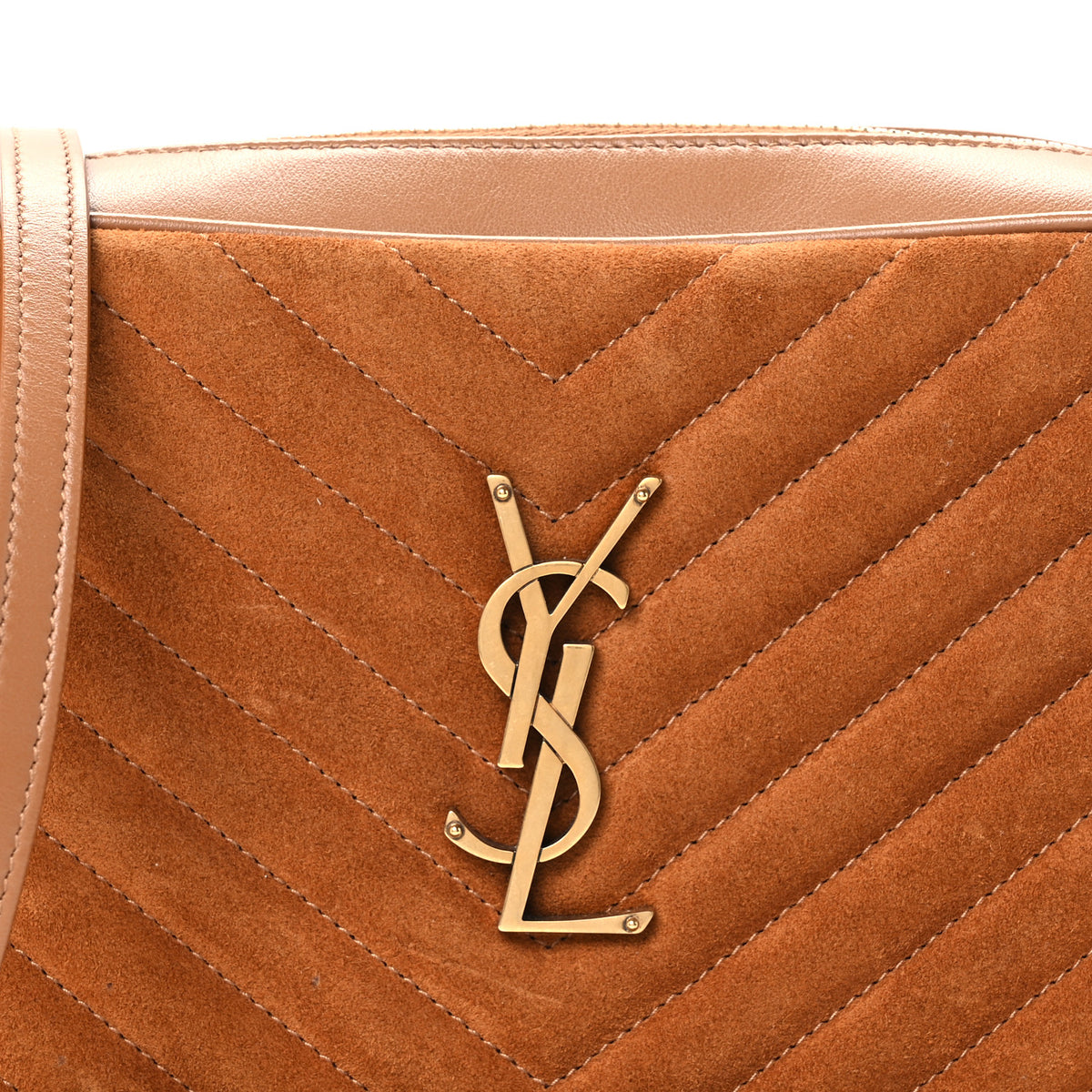 Saint Laurent Suede Matelasse Monogram Lou Camera Bag Cinnamon 8 of 10