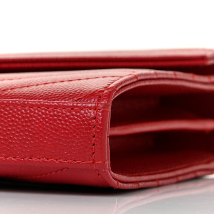 Saint Laurent Grain De Poudre Matelasse Chevron Monogram Chain Wallet Bandana Red 9 of 10