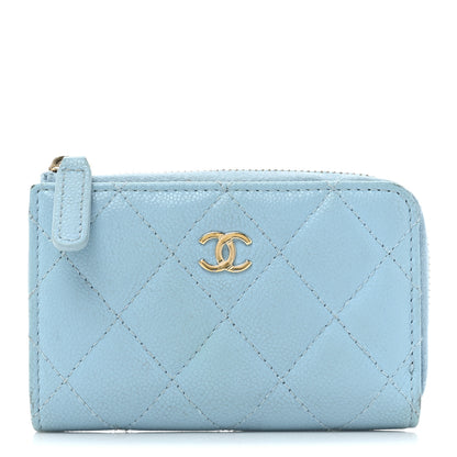 Chanel Caviar Quilted Zipped Key Holder Case Light Blue 1 of 13
